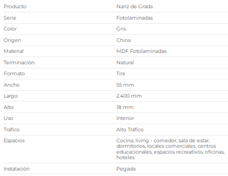 Nariz de Grada veta madera termolaminada. Valor tira 2,40 mts. - Imagen 3